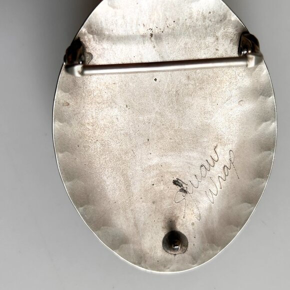 Squaw Wrap Signed Belt Buckle Turquoise, Coral, Horse and Lucky Horseshoe - Picture 2 of 7